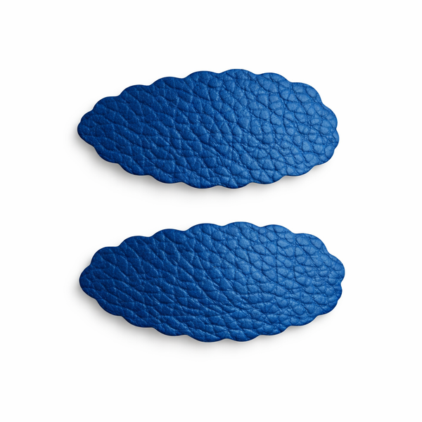Pair Royal Blue Faux Leather School Snap Clips School Hair Accessories