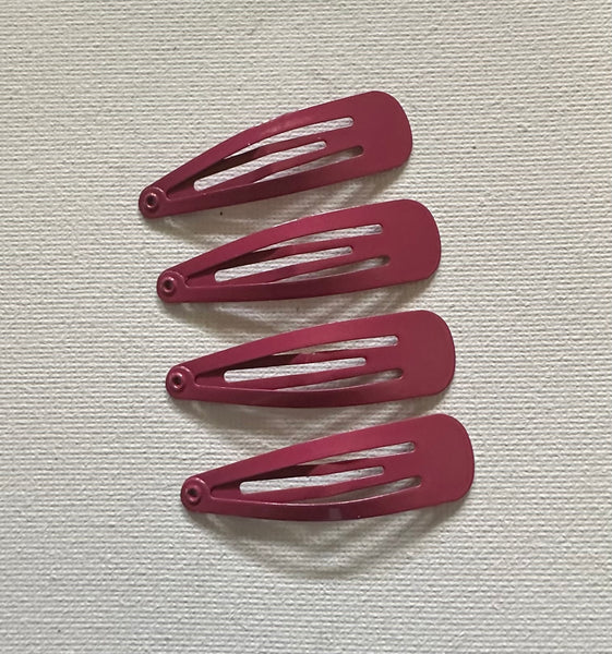 Pack of Four School Snap Clips Maroon