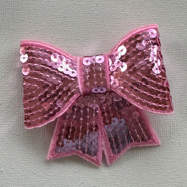 Pink Sequin 3 inch Bow Clip