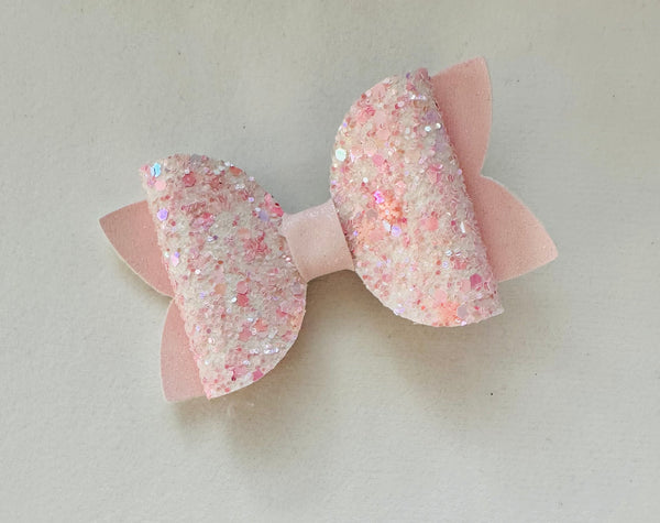 Christmas Pink Shimmer and Snowman Glitter Bow