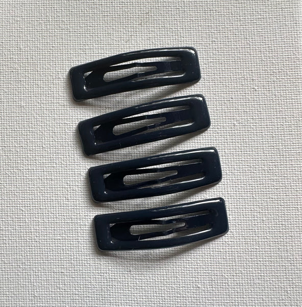 Pack of Four Rectangular School Snap Clips Navy Blue