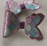 Mermaid Tail Pink Glitter Bow Clip