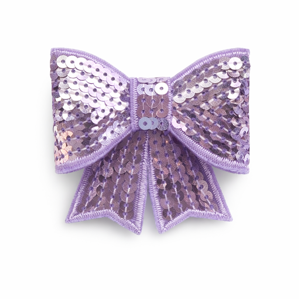 Lavender Sequin 3 inch Bow Clip