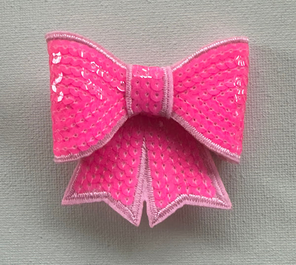 Bright Pink Sequin 3 inch Bow Clip