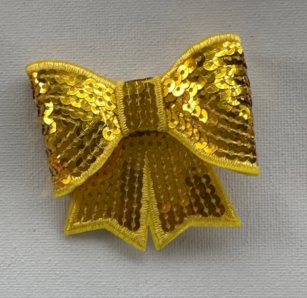 Yellow Sequin 3 inch Bow Clip