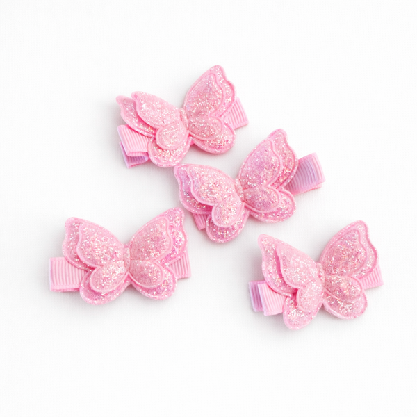 Pink Shimmer Butterfly Hair Clip