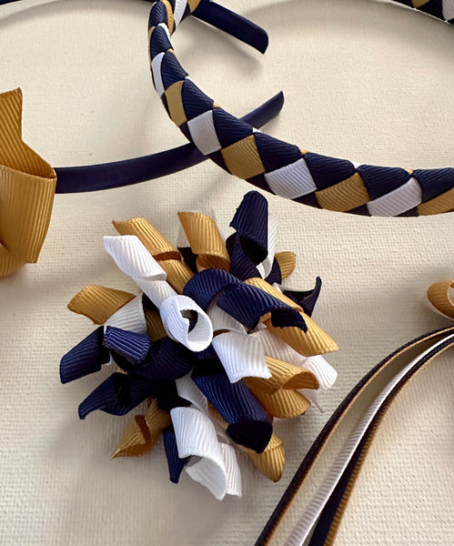 Navy caramel and white, School Hair Accessories Pack