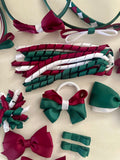 Hunter Green, maroon and white School Hair Accessories Pack