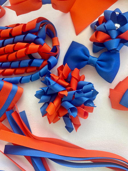 Royal blue and Orange School Hair Accessories Pack