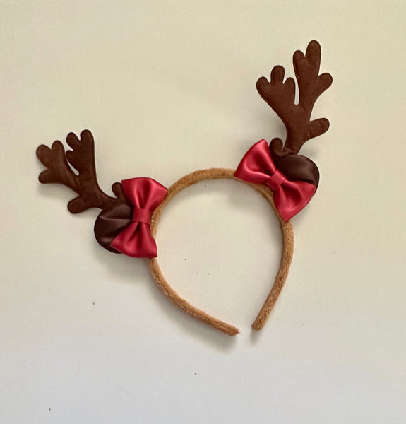 Christmas Reindeer Red Bow Headband