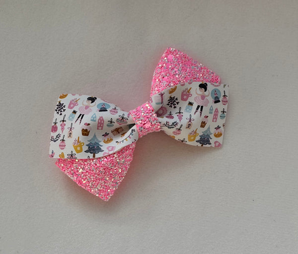 Christmas Pink Glitter and Toyland Bow