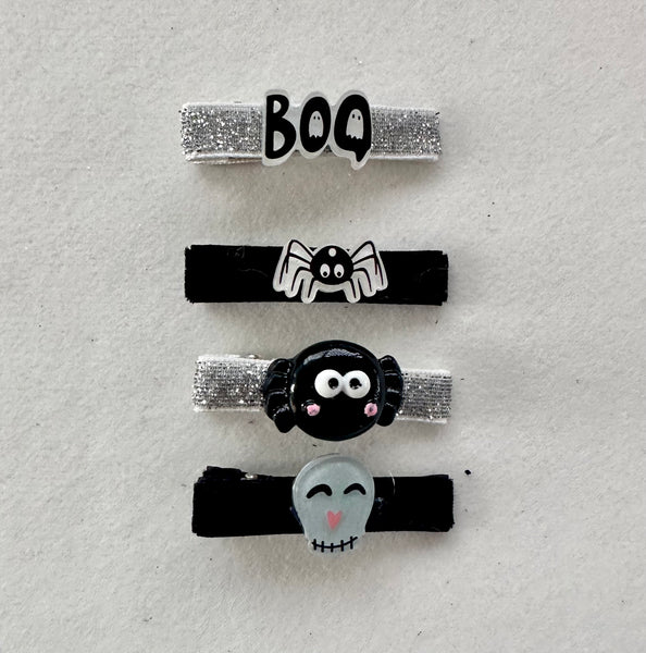 Four pack Halloween Bar Clips Black and Silver Set