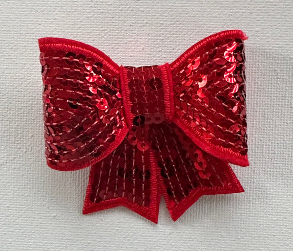Red Sequin 3 inch Bow Clip