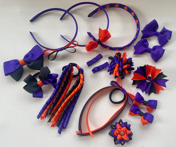 Purple, orange and black School Hair Accessories Pack