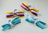 School Hair Accessories -custom made, any colour combination needed- Ribbon Bow Pair Hair Ties or Clips