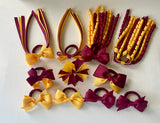 Maroon and yellow gold school Hair Accessories Pack