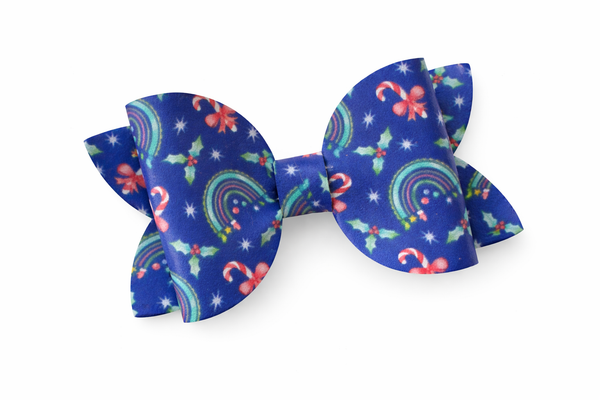 Blue Christmas Rainbow Bow