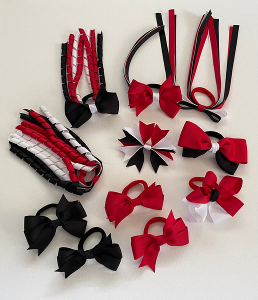 Red, black and white school Hair Accessories Pack