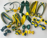 Daffodil yellow and hunter green School Hair Accessories Pack