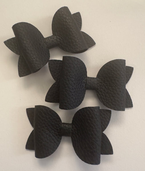 Black Faux Leather School Bow Hair Clip School Hair Accessories