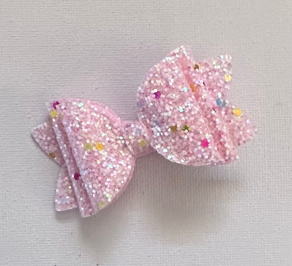 Pink Glitter Bow Hair Clip