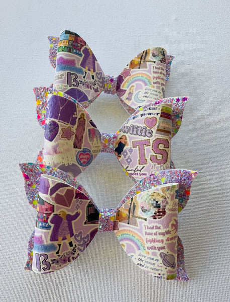 Swiftie Purple Collage Bow