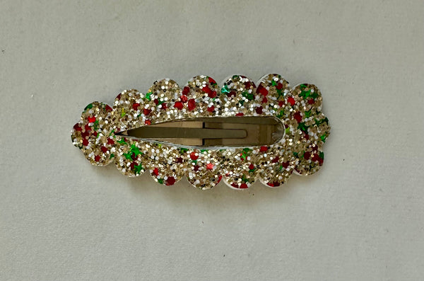 Extra Large Christmas Snap Clip Red,Green and Gold