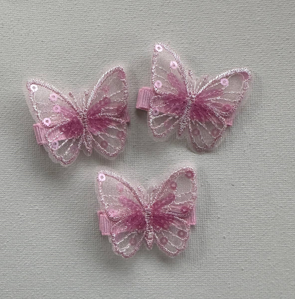 Pink Sequin Butterfly Hair Clip