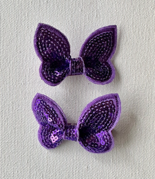 Pair purple Sequin Butterfly Clips