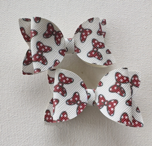 Mouse Red Bows Pigtail Bow Pair
