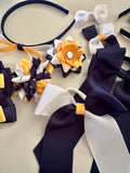 Navy, White and yellow gold School Hair Accessories Pack