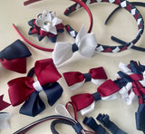 Navy, maroon and white School Hair Accessories Pack