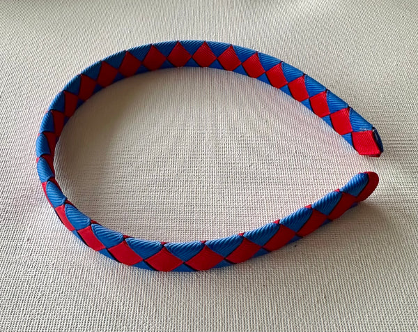 1.5cm wide woven headband Royal blue and red