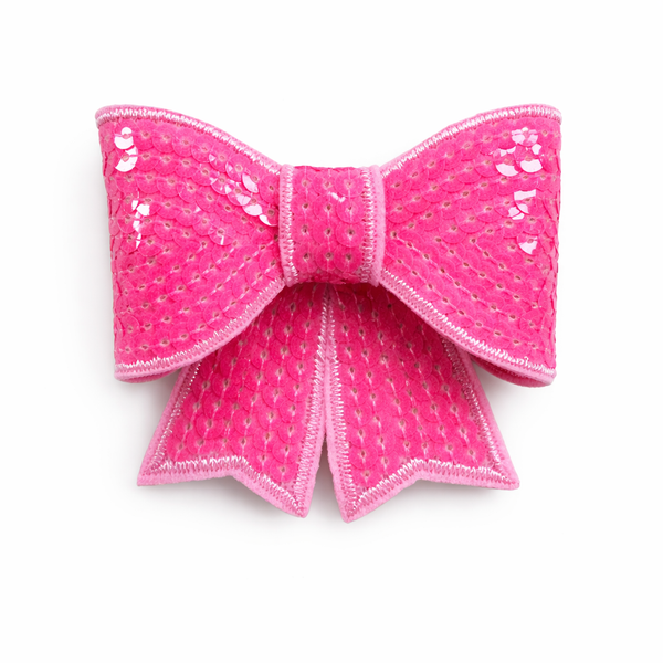 Bright Pink Sequin 3 inch Bow Clip