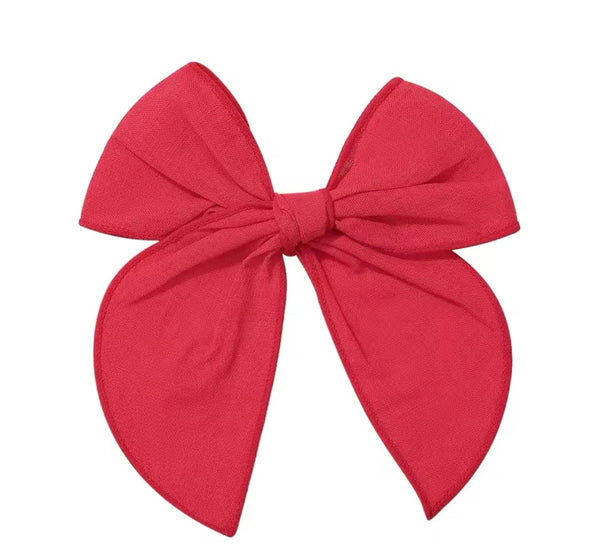 Red Fable Bow Christmas Hair Clip