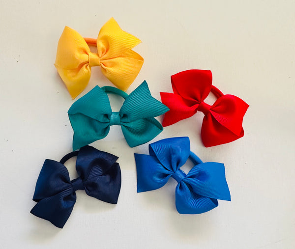 School Hair Accessories - custom made, choose colours needed- Bow Clips or Hair Ties