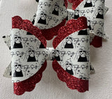 Taylor Bow Black, White and Red Glitter