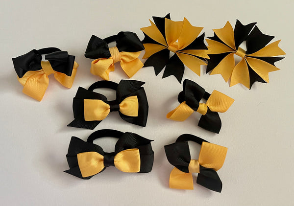 Yellow gold and black school Hair Accessories Pack