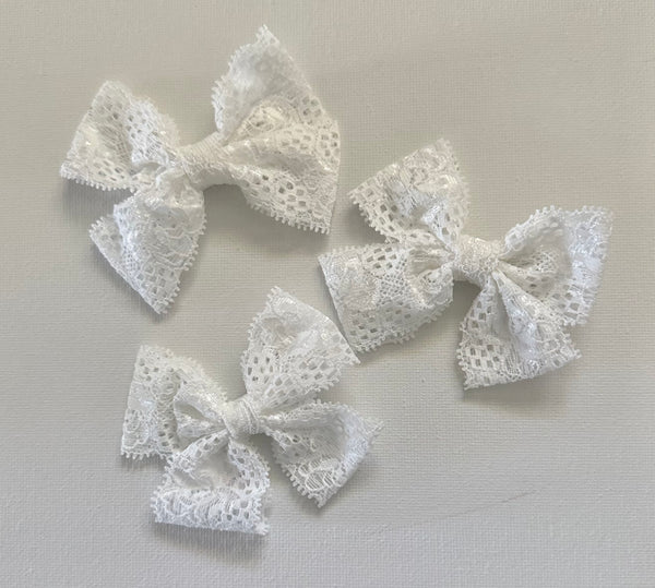 Ivory Lace Hair Bow Clip