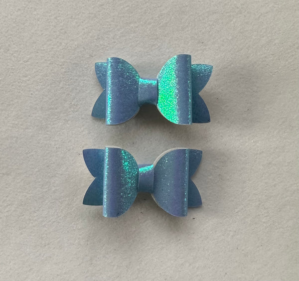 Pigtail pair Christmas Blue Shimmer Mini Bows