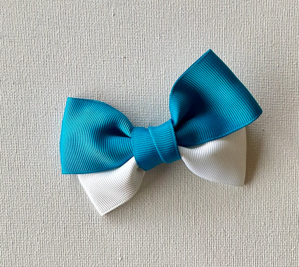 methyl blue and white double bow hair clip