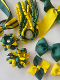 Daffodil yellow and hunter green School Hair Accessories Pack