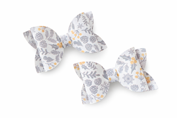 Christmas Flowers Pigtail Pair Bow