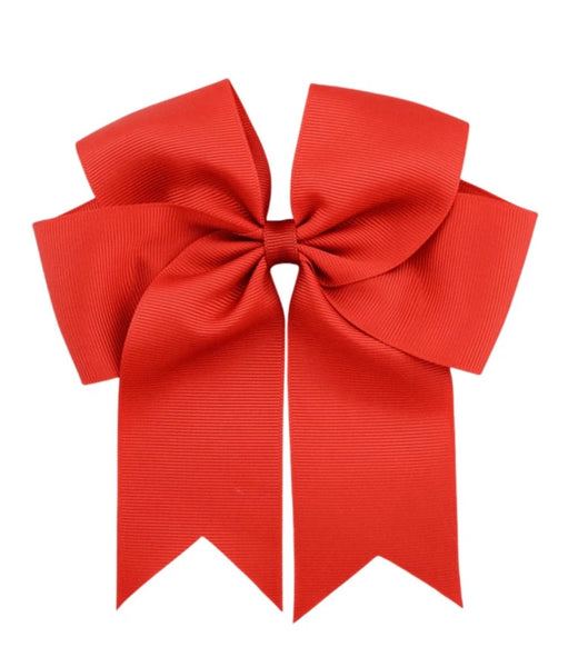 Red 6 inch Tail Bow Hair Clip School Hair Accessories