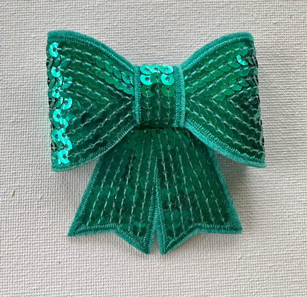 Jade Sequin 3 inch Bow Clip