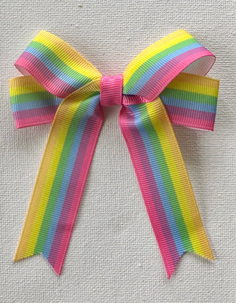 Pastel Rainbow Stripe Hair Bow Clip