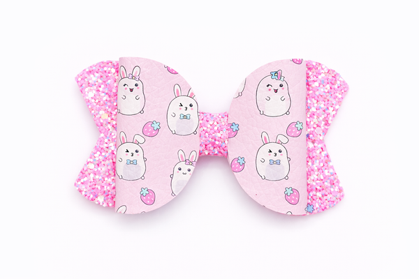 Pink Strawberry Easter Bunny Hair Clip