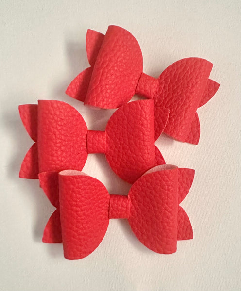 Red Faux Leather School Bow Hair Clip School Hair Accessories