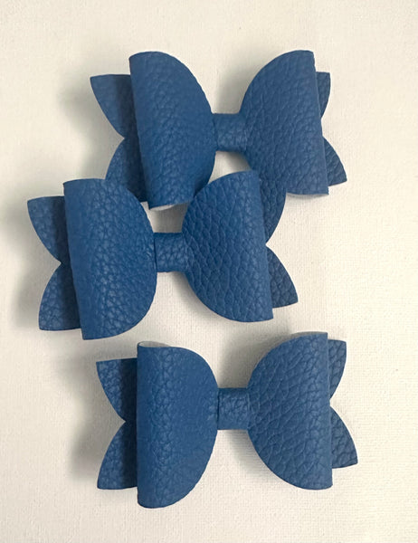 Royal Blue Faux Leather School Bow Hair Clip School Hair Accessories