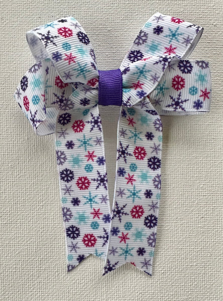 Purple snowflake Hair Bow Clip